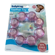 Baby King Pink Waterfilled Teether Ring 0-18 Months BPA Free Soothing Chew Toy