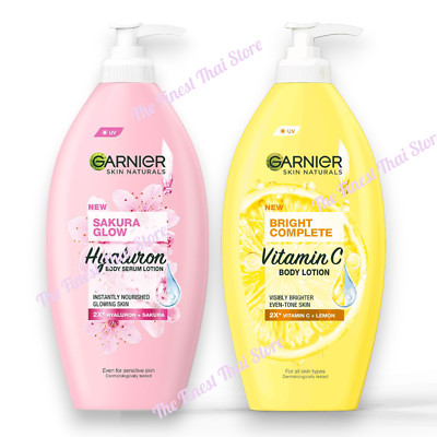 Garnier Bright Complete Vitamin C + Sakura Glow Hyaluron Body Lotion 400ml Duo
