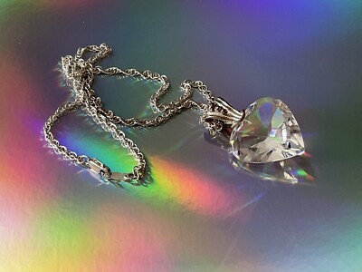CL Faceted Crystal Heart Pendant & Sterling Silver NC 925 Necklace 17 