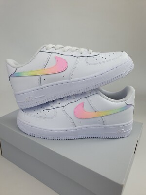 Nike Air Force 1 GS Regenbogen Pastell Neon Gr. 38 Custom Sneaker