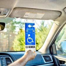 Visortag® Vertical- Sturdy Handicapped Placard Holder & Protector- Easy ON & OFF