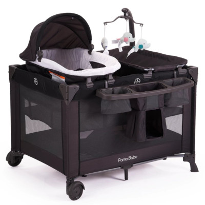 Unisex Nursery Center Playard with Bassinet & Changing Table, Black
