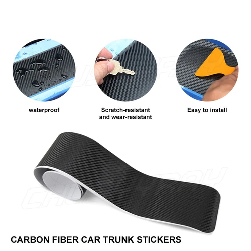 Car Rear Boot Bumper Sill Protector Plate Trim Strip Cover Guard Carbon Fiber A+ - Picture 6 of 13