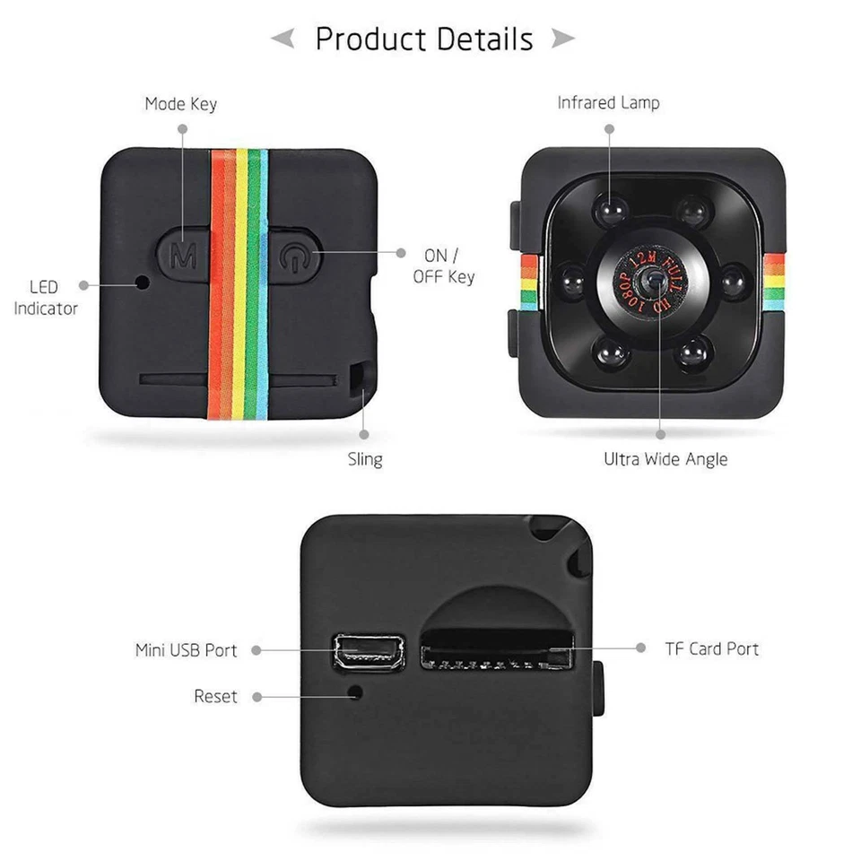 1080P Überwachungskameras Mini Kamera HD mit 32GB Karte IP Nachtsicht DE  - Bild 3 von 4