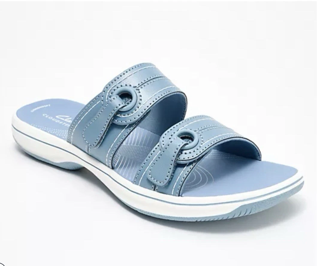 Sandali Clarks Cloudsteppers Breeze Faye Denim regolabili con slide taglia 9