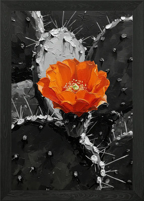 Orange Blume auf schwarz-weiß ca gerahmtes Wandbild Poster Leinwanddruck Bild