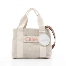 Chloe Tote Hand Bag Shoulder C20424Z40 canvas leather Beige Brown NEW Women logo