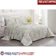 Reversible 3-Piece Butterfly Quilt Set Lightweight Microfiber Patchwork Shams US