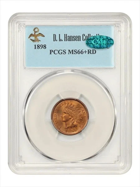 1898 Indian Cent PCGS MS66+RD CAC, DL Hansen
