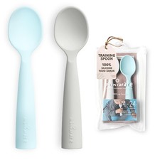 Grey And Aqua Teething Spoon Cutlery Set Baby Infant Feeding Utensils Safe Care