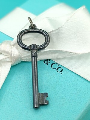Tiffany & Co. Sehr seltener ovaler Schlüsselanhänger aus schwarzem Titan 1,7 Zoll