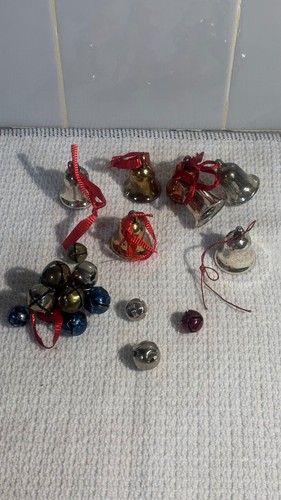 Lot of Small Multicolor Metal Jingle Bells Assortment Craft Bells Ribbon