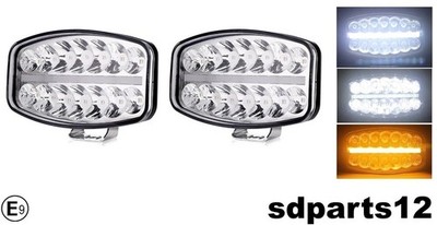 2x LED Fernscheinwerfer 12-24V 80W + Positionslicht Weiß Orange ECE E9 R112 R7