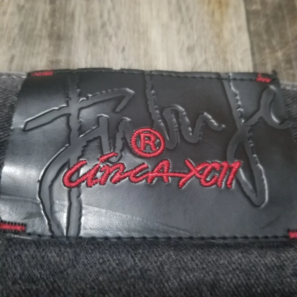 Pantalones de mezclilla Fubu The Collection talla 40x34 negros holgados para hombre pierna ancha vintage Y2K Foto 3 de 4