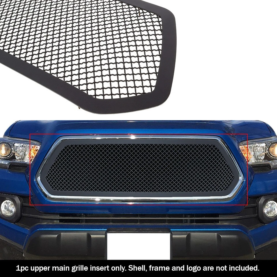 Inserto de rejilla de malla negra superior para Toyota Tacoma 2016-2017 Foto 2 de 3