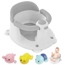 Baby Bath Seat for 6 Months+ Non-Slip Compact Toddler Bath Seat & 3 Toys