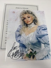 DOLLY PARTON Autographed 8.5 x 11 Hand Signed Photo COA Vintage Early Sparkly