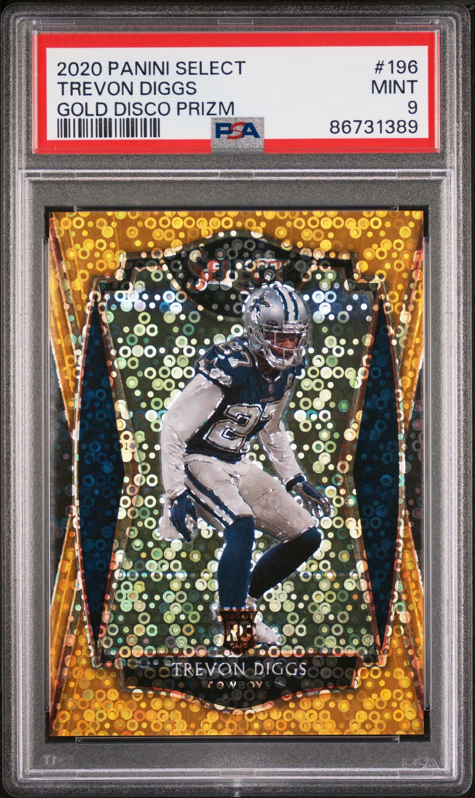 2020 Panini Select #196 Trevon Diggs Gold Disco Prizm PSA 9 #/10