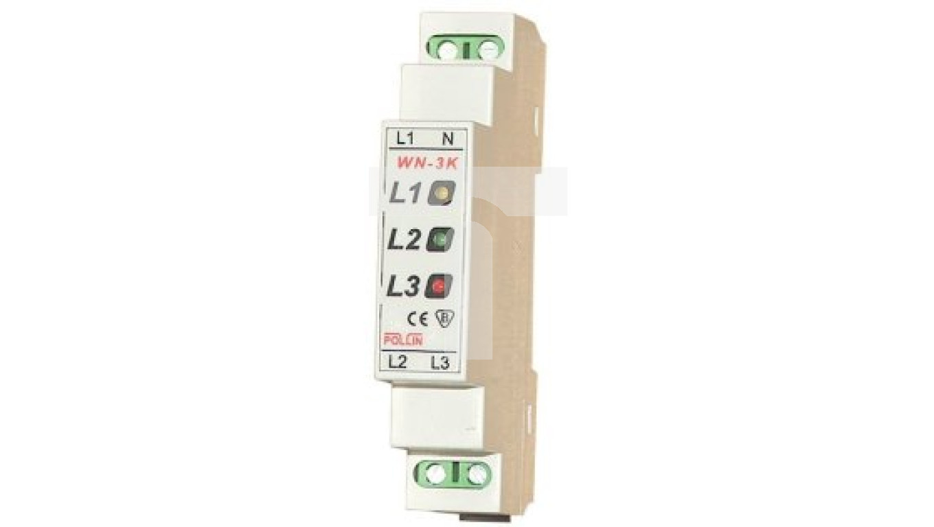 3-phase LED voltage indicator 3x400V AC TH35 WN-3FXK