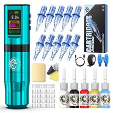 Tattoo Gun Kit, Wormhole Kit Wireless Machine with Blue