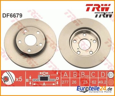 2 St. Bremsscheibe TRW DF6679 für Toyota Auris Auris Kombi