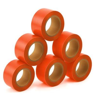 Singhal 5 Pack Orange Flagging Tape 1'' x 750ft   Non-Adhesive Survey & Marking