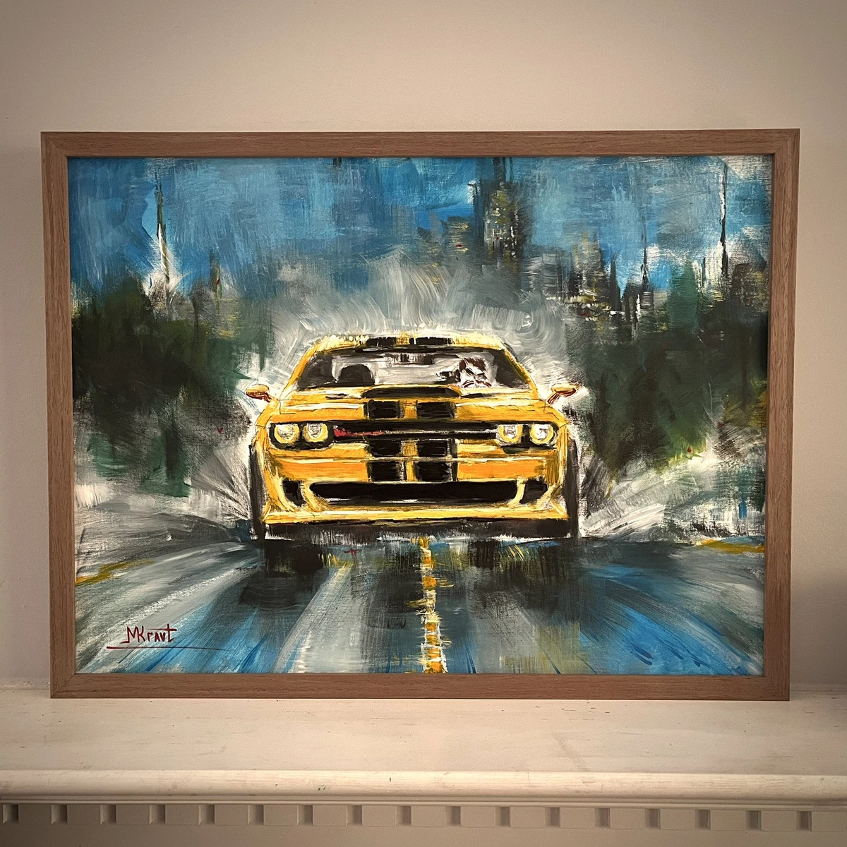 油画的跑车艺术绘画| eBay