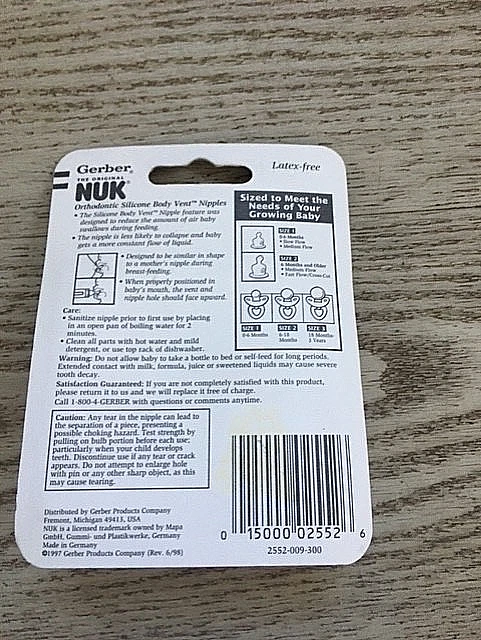 Gerber NUK Orthodontic Silicone Bottle Nipples Narrow Size 2 Fast Flow NOS NEW - Image 2 of 2