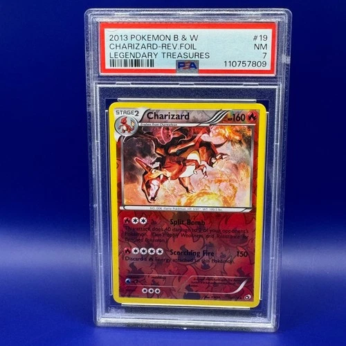 2013 POKEMON B&W LEGEND TREASURES #19 CHARIZARD-REVERSE FOIL PSA 7