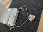 Vintage Sunburst Heart Necklace -Gold Tone Ribbed Heart w Iridescent Stone — photo 8