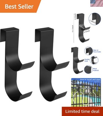 2 Pcs Pool Fence Hooks for Pool Equipment- Black Heavy Duty Fence Hooks for P...