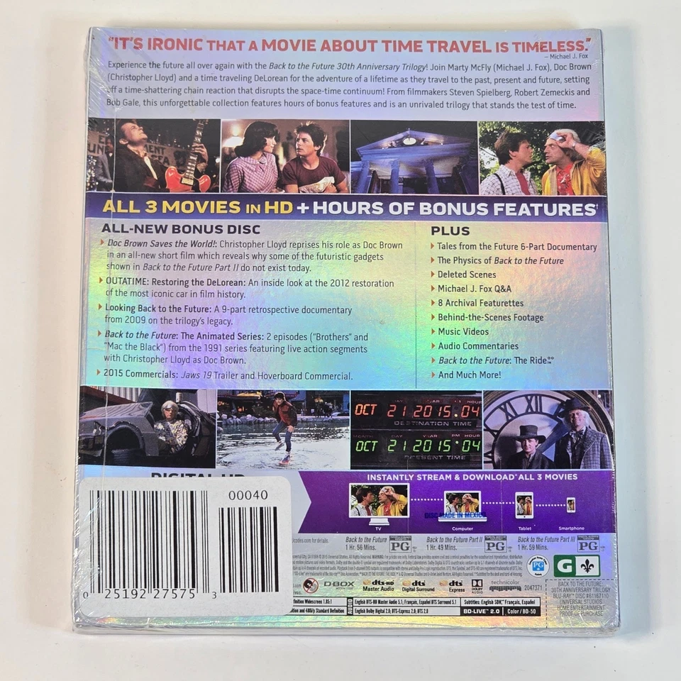 Back to the Future 30th Anniversary Trilogy Blu-ray + Digital HD New Sealed - Image 2 of 2
