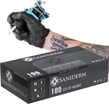 Nitrile Tattoo Gloves - Box of 100   Durable 4.5 mil, Powder-Free