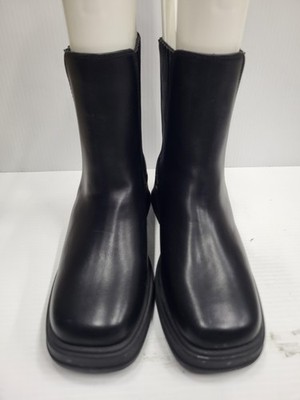 Primark Boots Womens Size 7 Black Chelsea Ankle Pull On Block Heel Square Toe