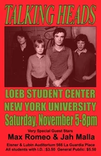 TALKING HEADS REPLICA 1977 CONCERT POSTER