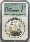 1986(S) Silver Eagle Struck At SF Mint NGC MS69 First Year of Issue