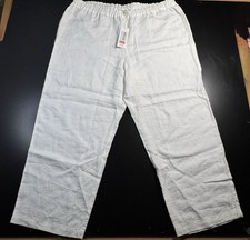 NWT Eileen Fisher Our Signature Organic Linen Crop Ankle Pants Large