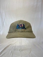 River Mountains Baseball Cap Buckleback Hat Scenic Landscape Tan Adjustable OSFA