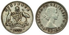 Australia - 6 Pence 1956 - Elizabeth II, Silver