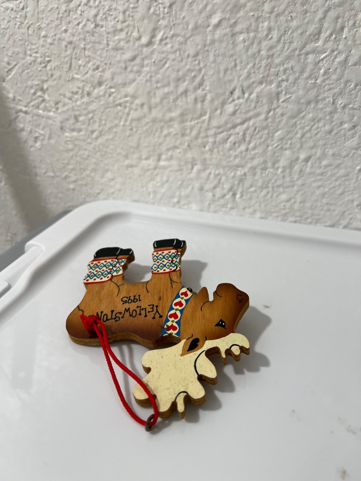 VTG 95 Yellowstone Moose Christmas Ornament Souvenir Wood USA Holiday Nat. Park