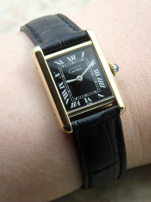 Cartier カルティエ タンクマストSM 純正 革バンド16mm Cartier Must Tank SM Manual Wind Black Dial Roman Women Watch