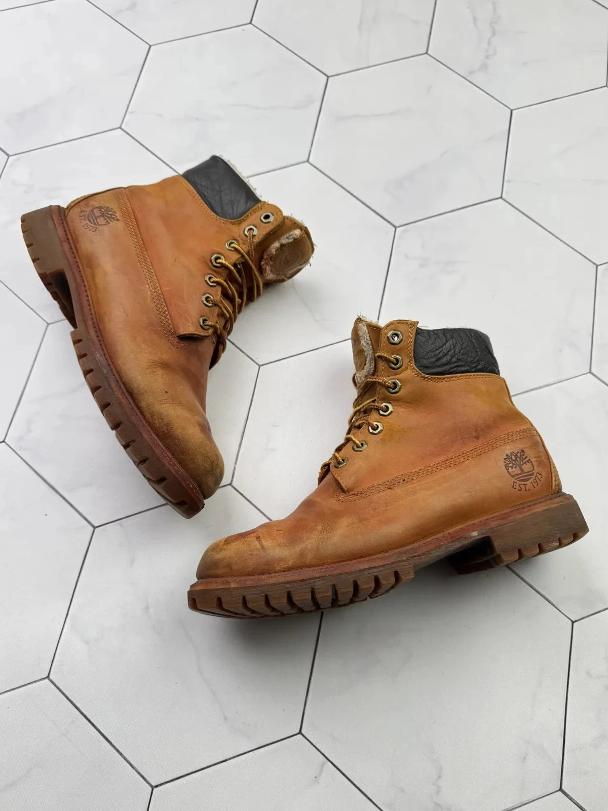 Vintage Timberland Leather Boots Men’s Wheat Waterproof Work Hiking Boots Y2K