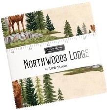 Moda NORTHWOODS LODGE Charm Pack, 100% bawełna 5" Wstępnie wycięte kwadraty tkaniny (42 szt.)