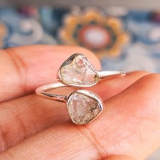 Natural Row Herkimer Diamond Ring Handmade 92...
