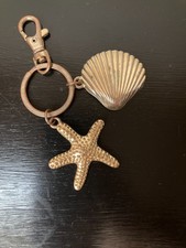 Ocean-Themed Gold-Toned Sea Shell Starfish Keychain/Purse Charm