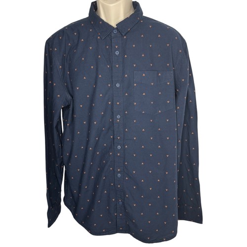 prAna XXL Mens Standard Fit Long Sleeve Shirt Blue Triangle Pattern Organic - Picture 22 of 24