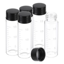 5 Pcs 15ml Clear Glass Vials with Black Screw Caps, Sealed Bottles with Scale