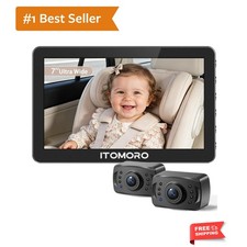 Rear Facing Mirrors, 2 Kids Baby Car Camera, 7'' Ultra Wide 1080P HD Display ...