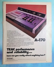 vintage 1970s mag print ad TEAC A-170 Cassette Deck old school tech mancave