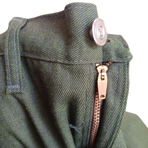 34x32 MEN'S Vintage Olive Green Straight Mod Jeans Pants 1970's Scovill ZIpper - Picture 3 of 8